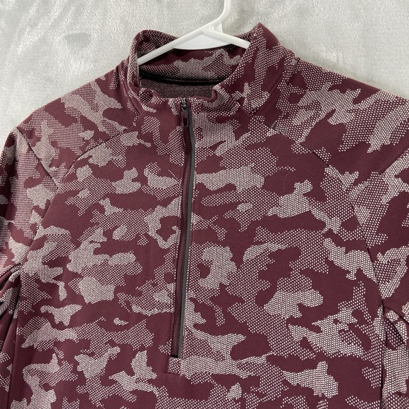 Lululemon Shirt men's Medium Surge Warm Half 1/2 Zip Pullover Jacquard Red Camo - Picture 2 of 14